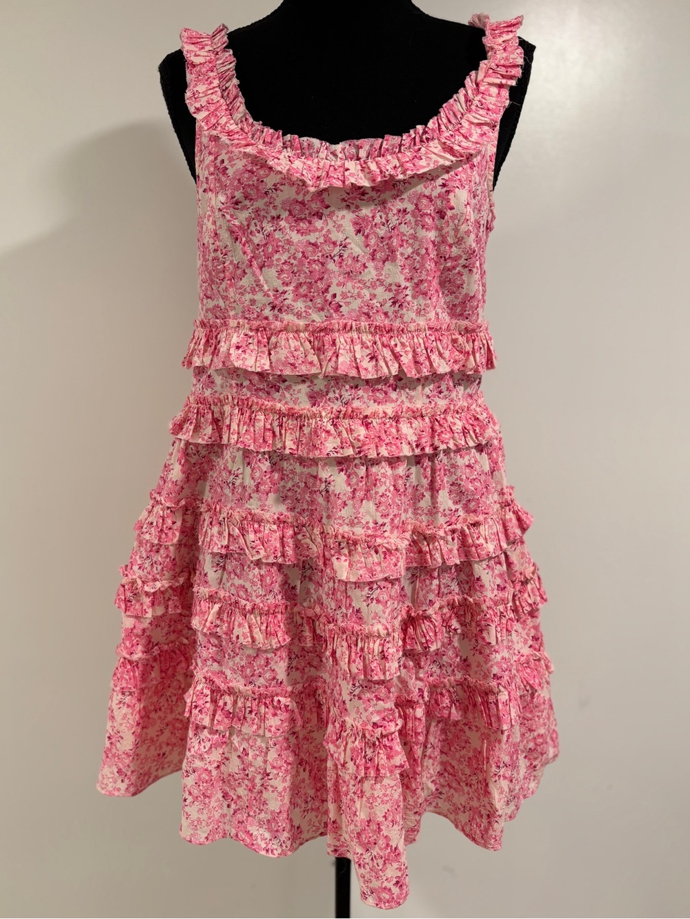 LoveShackFancy Pink Floral Ruffle Sundress